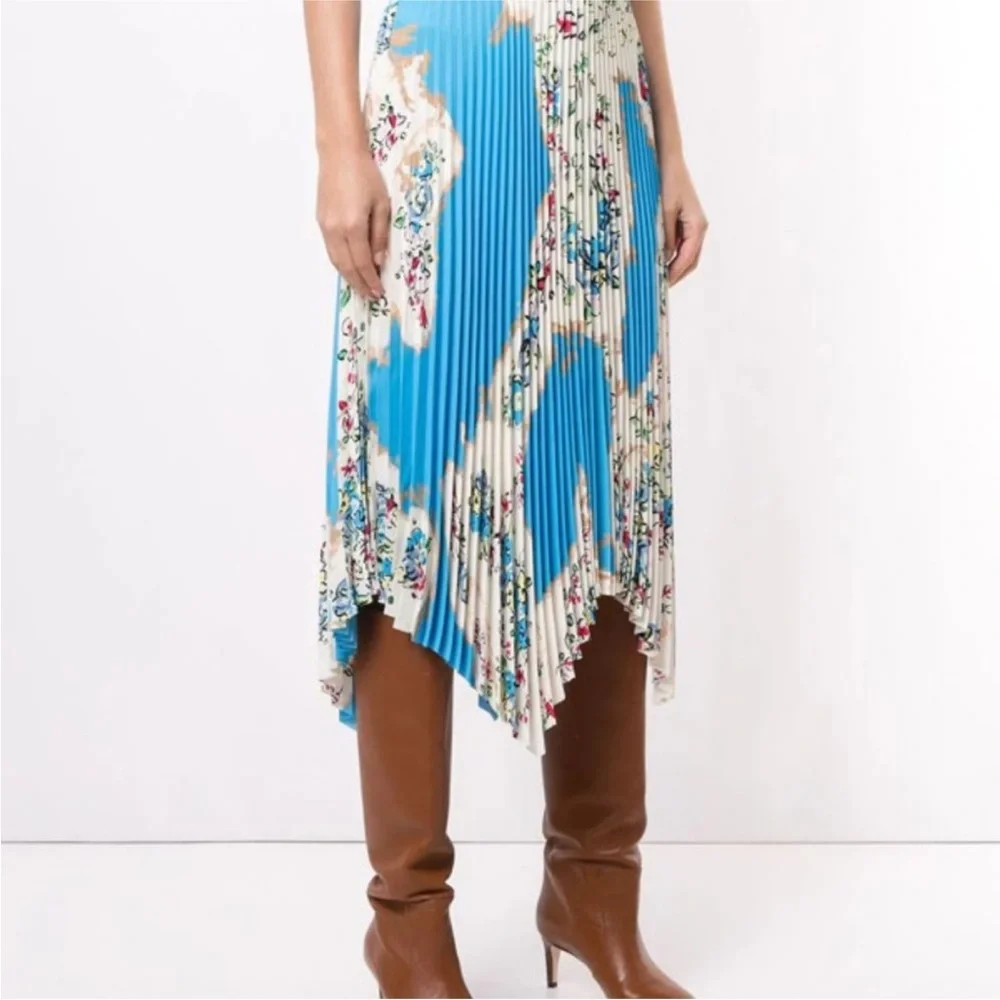 Tory Burch Sunburst Pleated Midi skirt in blue